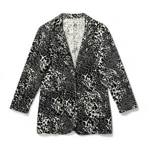 CERVELLE Women's Leopard Print Blazer Jacket Size S